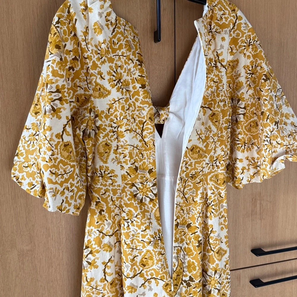 Sezane ROBE LONGUE NEOMIE ALCAZAR OCRE Yellow Floral Dress NWT SIZE 34 US 2 - Picture 14 of 16